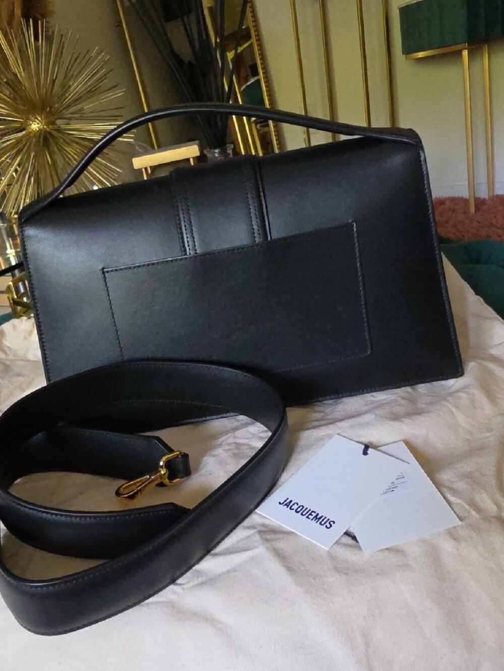 Jacquemus Le Bambinou Black Leather Shoulder Bag with Top Handle - Picture 6 of 9